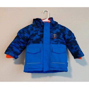 Gusti Kids Ski Jacket Blue Camo Hooded Toddler Boys Size 2T